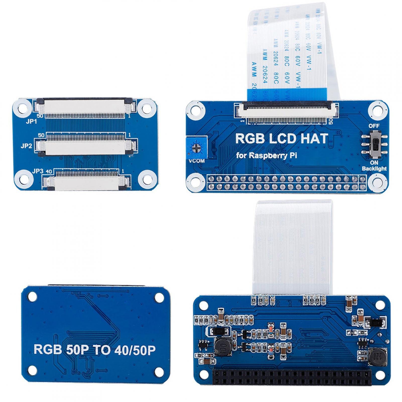 Cuifati Scheda RGB Hat per, con Scheda Adattatore da 50 Pin a 40 Pin, per Kit, Kit Scheda Driver Display Scheda Adattatore Driver LCD