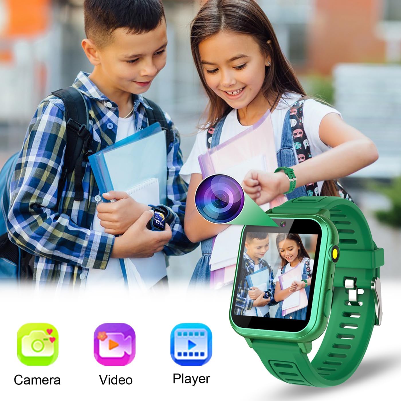 Tixpc Kids Game Smart Watch Boys with 24 Puzzle Games Camera Video Player Pedometer Alarm Clock Calculator Flashlight 12/24 hr HD Toys for 7 8 9 10 11 12 Year Old Boys