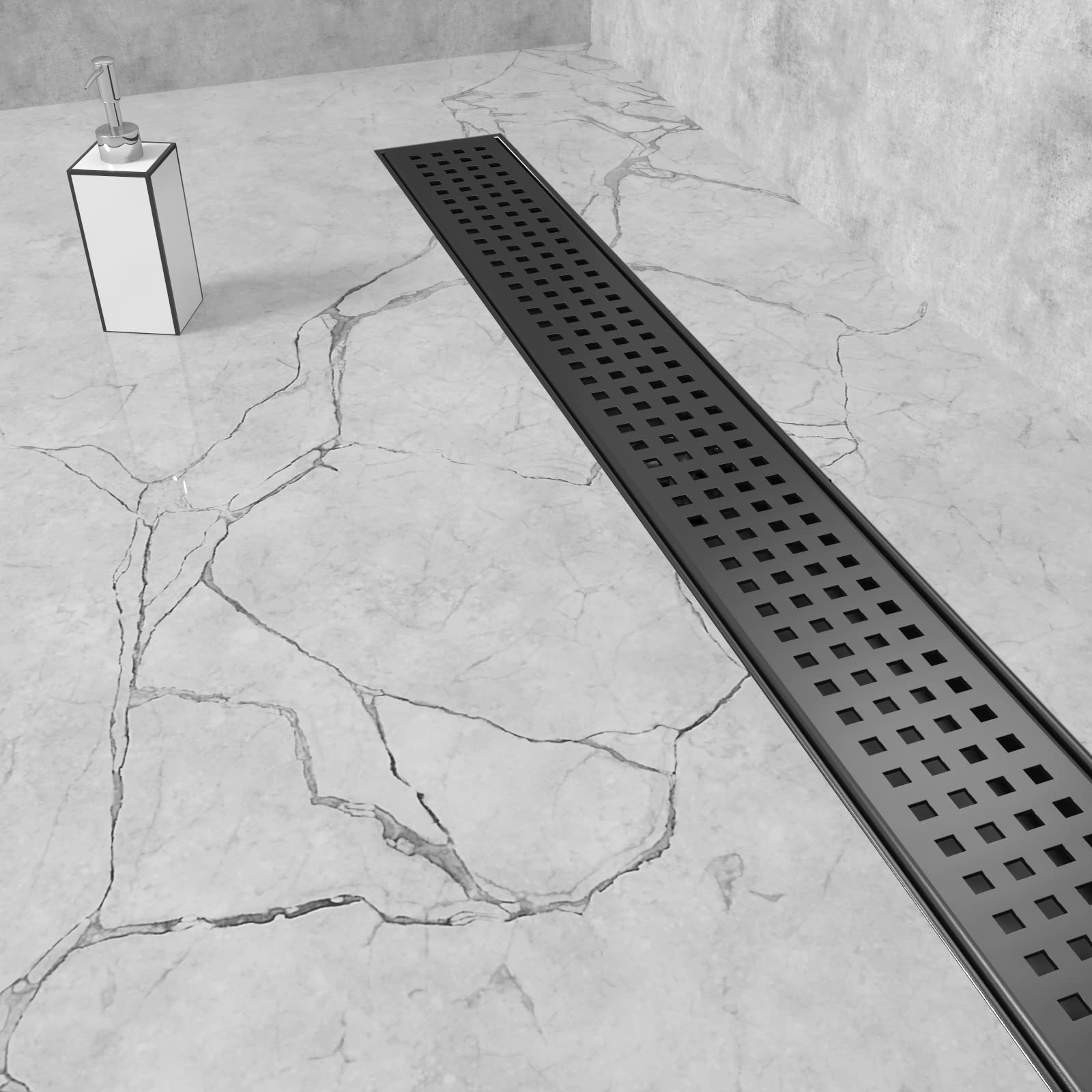 Buy HUCKLE Linear Rectangular Shower Drain 36 Inch, Matte Black SUS304 Premium Stainless Steel