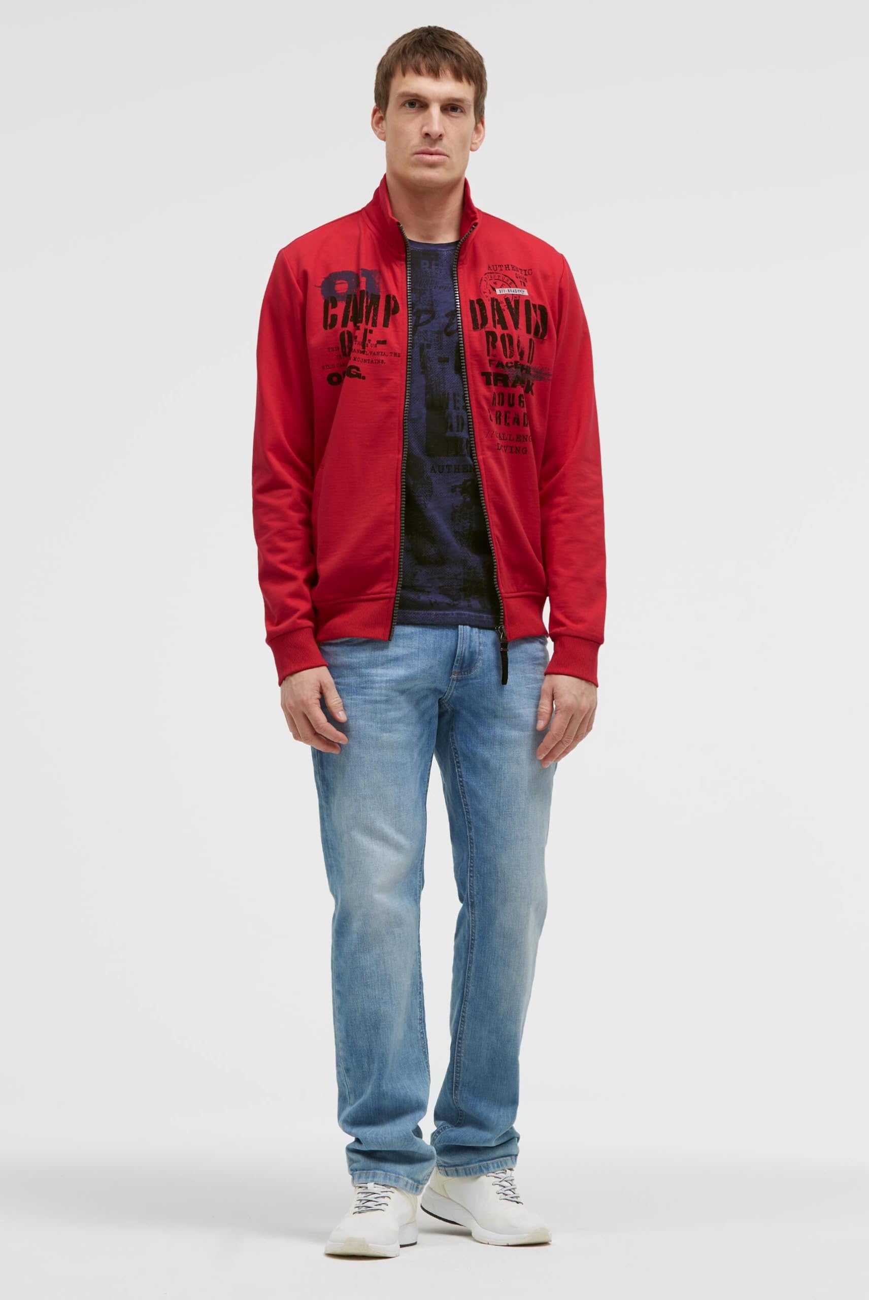 Camp David Herren Sweatjacke mit Label Print