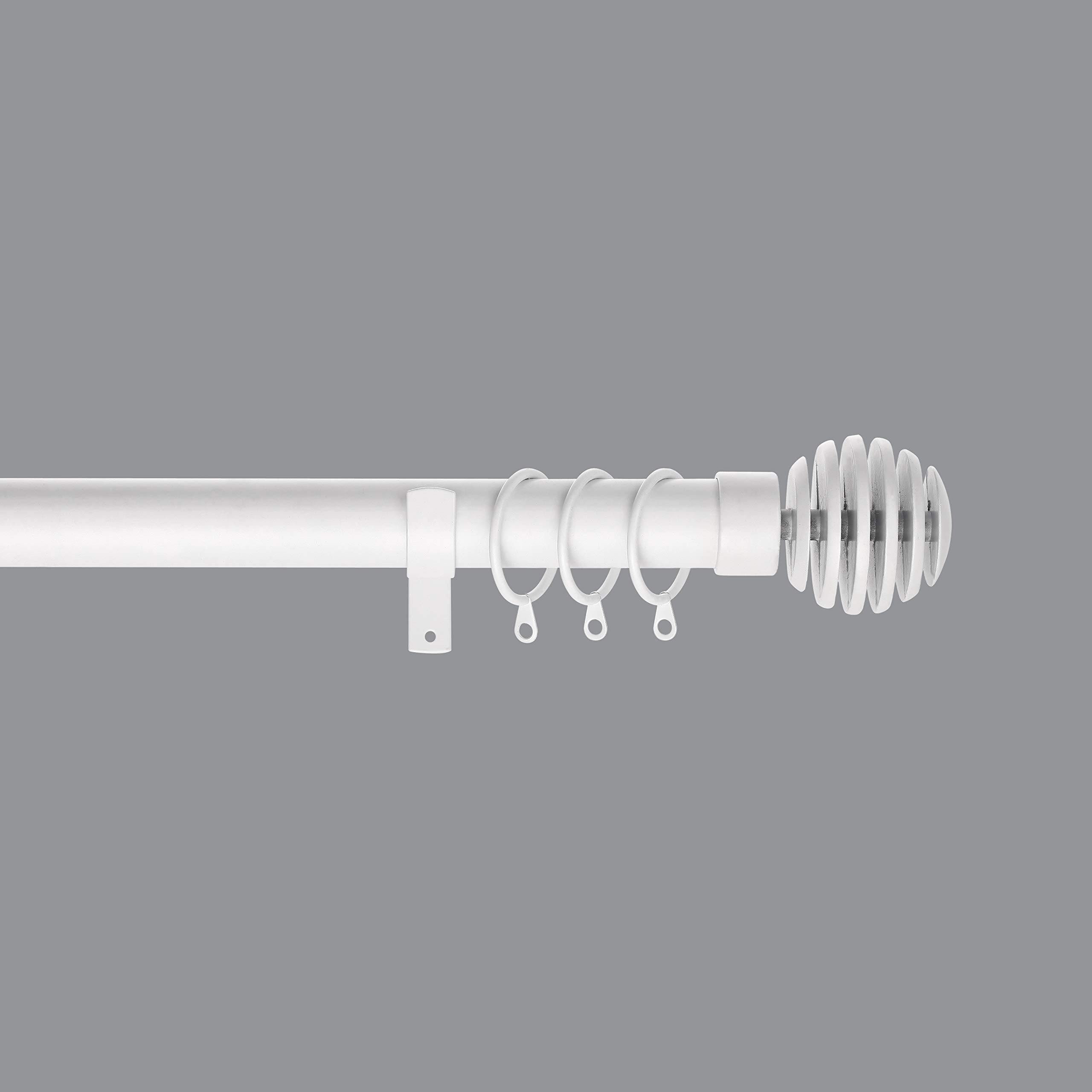 Home Harmony White Home Harmony® All Telescopic Extendable Curtain Pole Rod Set Collection And Matching Holdbacks Available (Metal Sliced, 180-320 Cm)