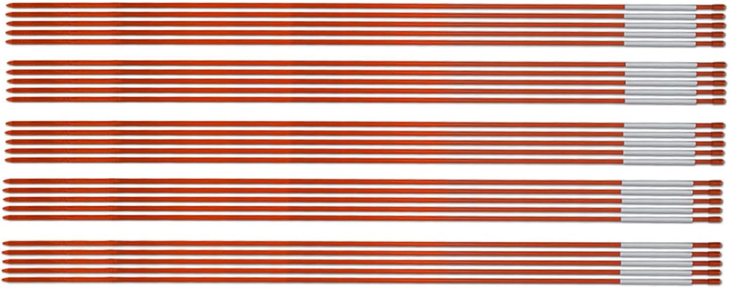 WFLNHB 25pcs Orange Driveway Markers Snow Stakes 5/16-inch Diameter x 48-inches Fiberglass Plow Stakes for Pavement Marking in Snow Season 25pcs-48"x5/16"