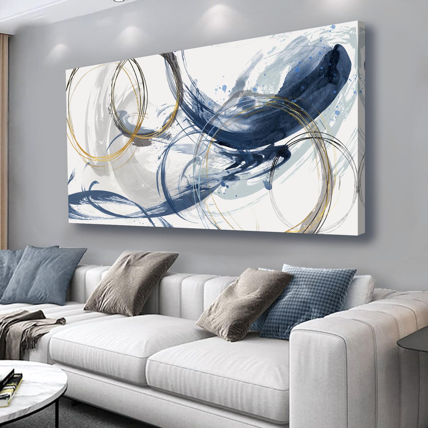 Sxurmtiie Canvas Wall Art Abstract Art Paintings Blue Fantasy Colorful Graffiti on White Background Modern Artwork wall Decor for Living Room Bedroom Kitchen20 x40