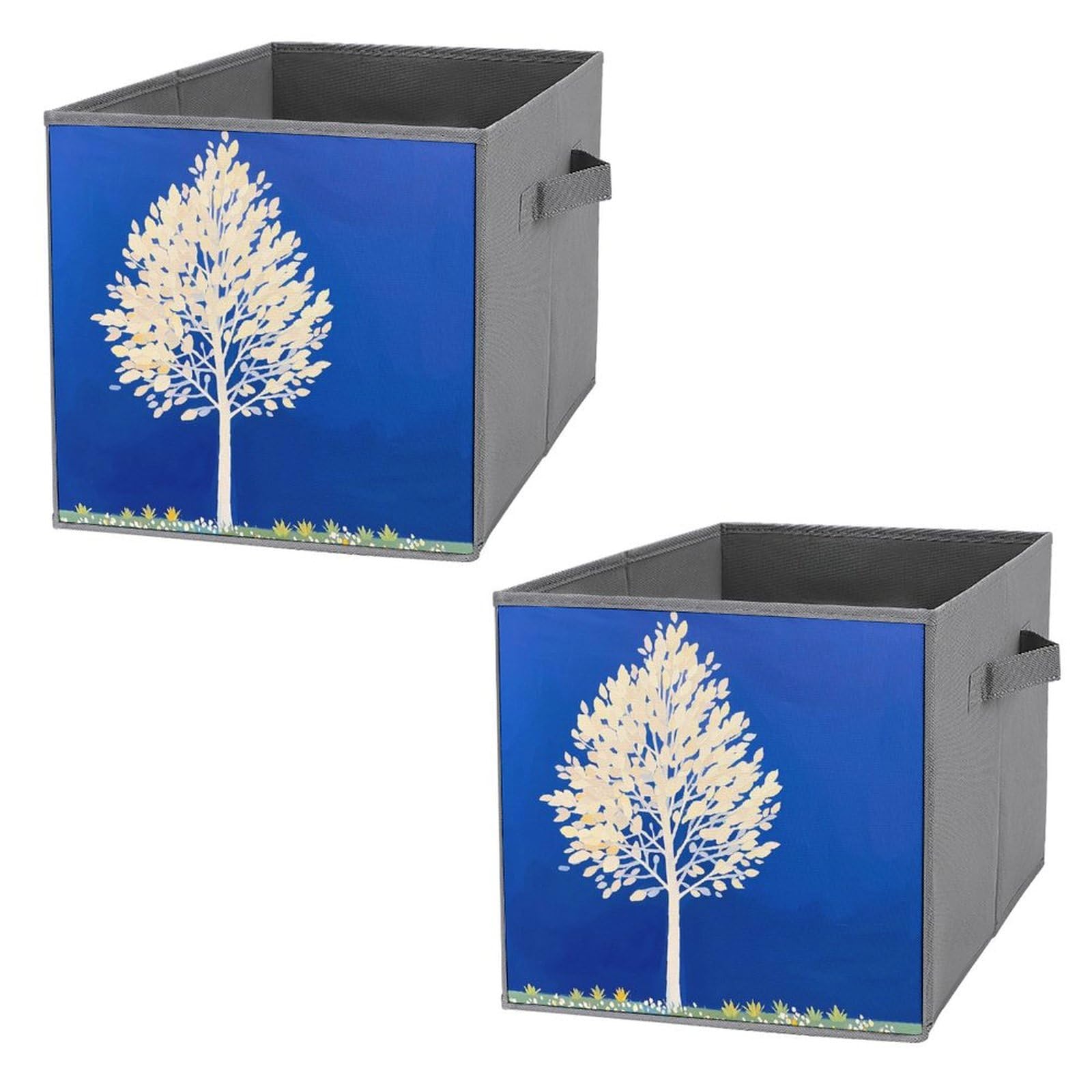 Boîte de rangement vêtements pliable blanche avec poignées lot de 2