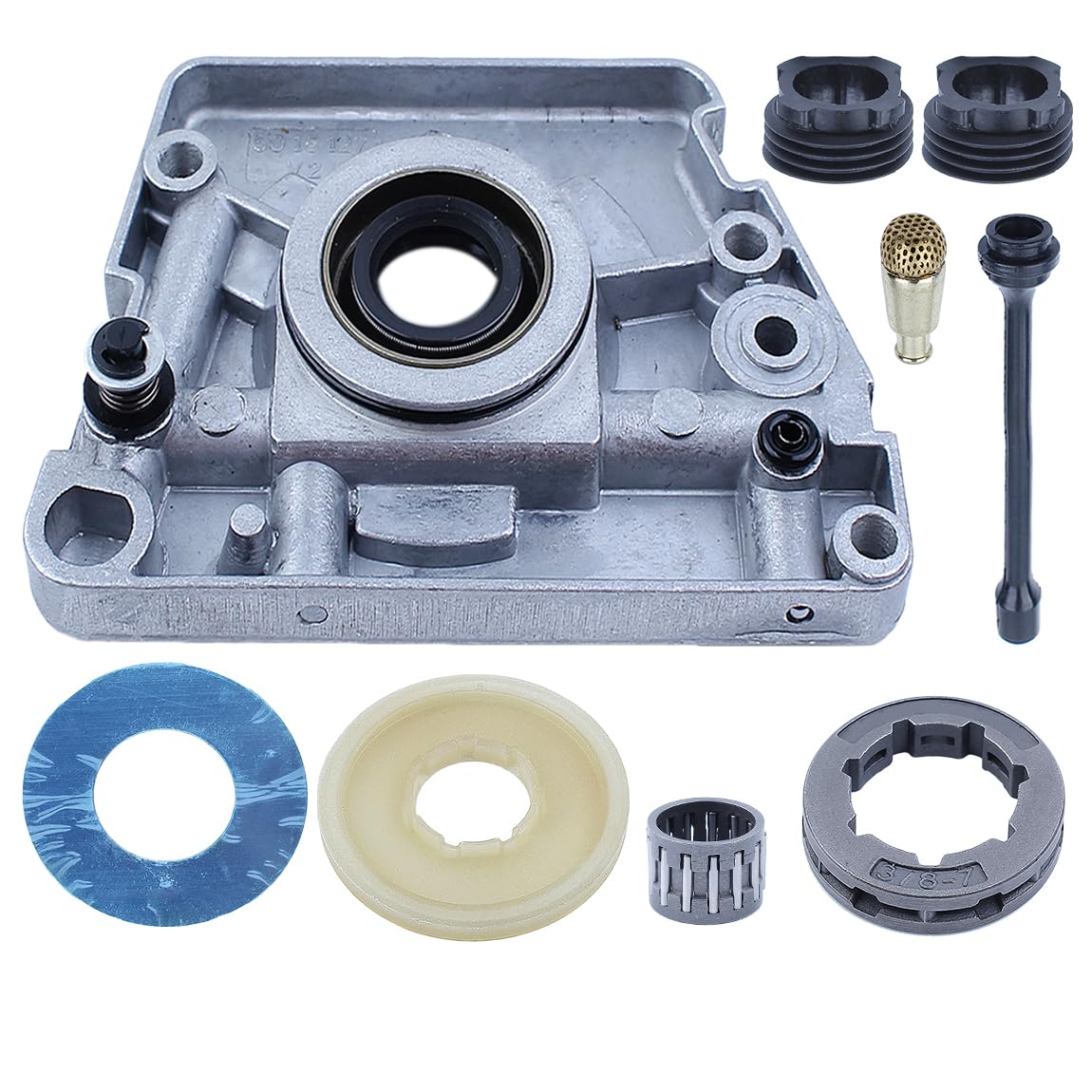 Kit de Engranaje helicoidal de piñón de llanta de engrasador de Bomba de Aceite Compatible para motosierras 61 66 266 XP 268 272 272XP