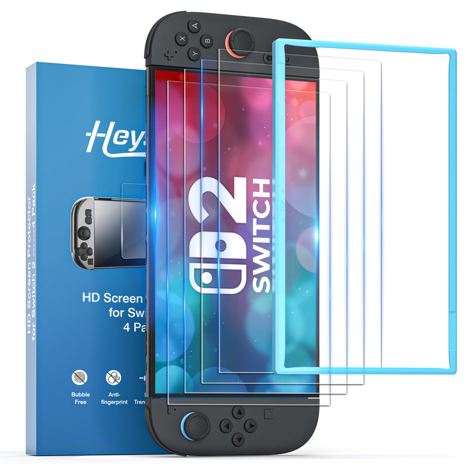 HEYSTOP Screen Protector for Nintendo Switch 2, Switch 2 Tempered Glass Screen Protector Compatible with Nintendo Switch 2 with Case Friendly Scratch-proof, Bubble Free, Ultra Resistant