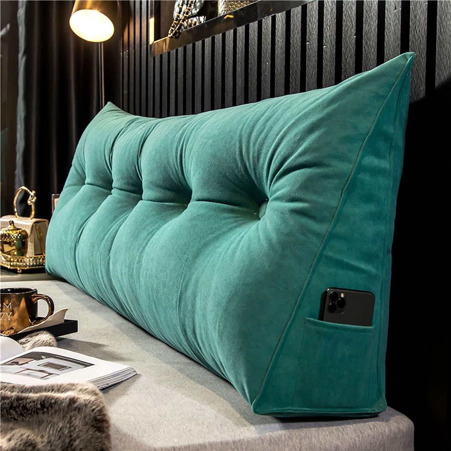Headboard Pillow Wedge Single Double Bed King Size Gap Filler, Headboard Cushion Reading Pillows Back Lumbar Support Cushion for Sofa,01,120X50X20cm