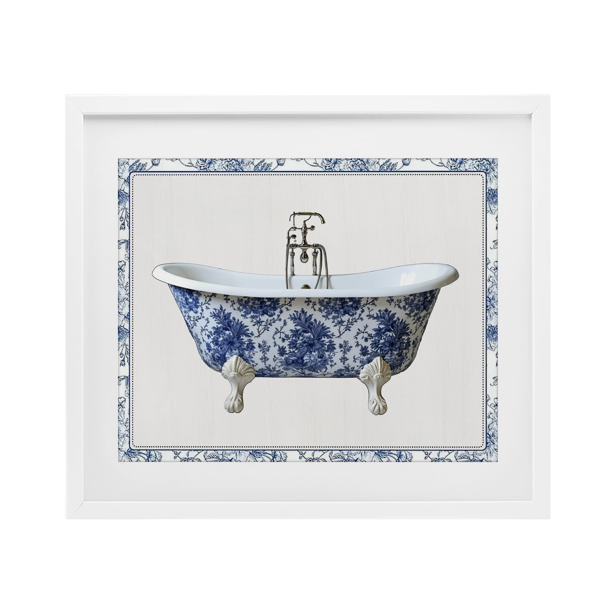 'Vintage Chinoiserie Bathtub'| Framed Print Under Glass