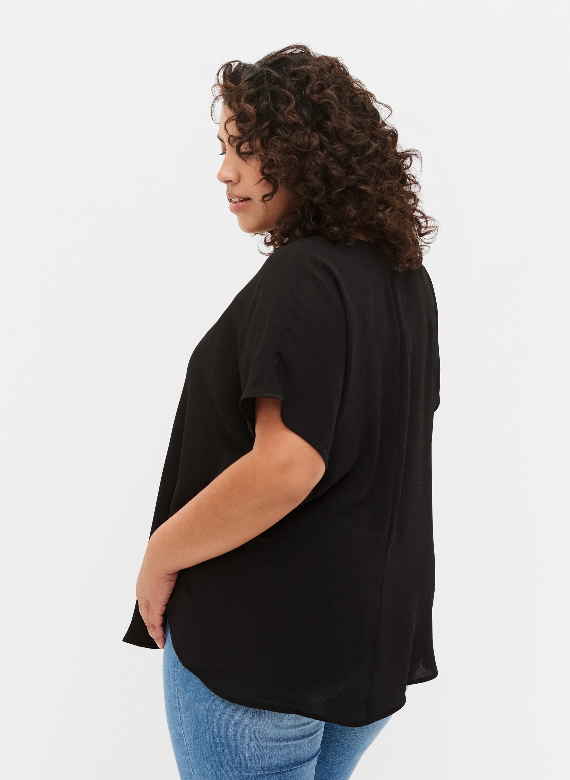 Zizzi Bluse Große Größen Damen - Kurzarm Tunika mit Rundhalsausschnitt - Elegante Plus Size Kleidung für den Sommer - Curvy Mode Damen Größe 45-56
