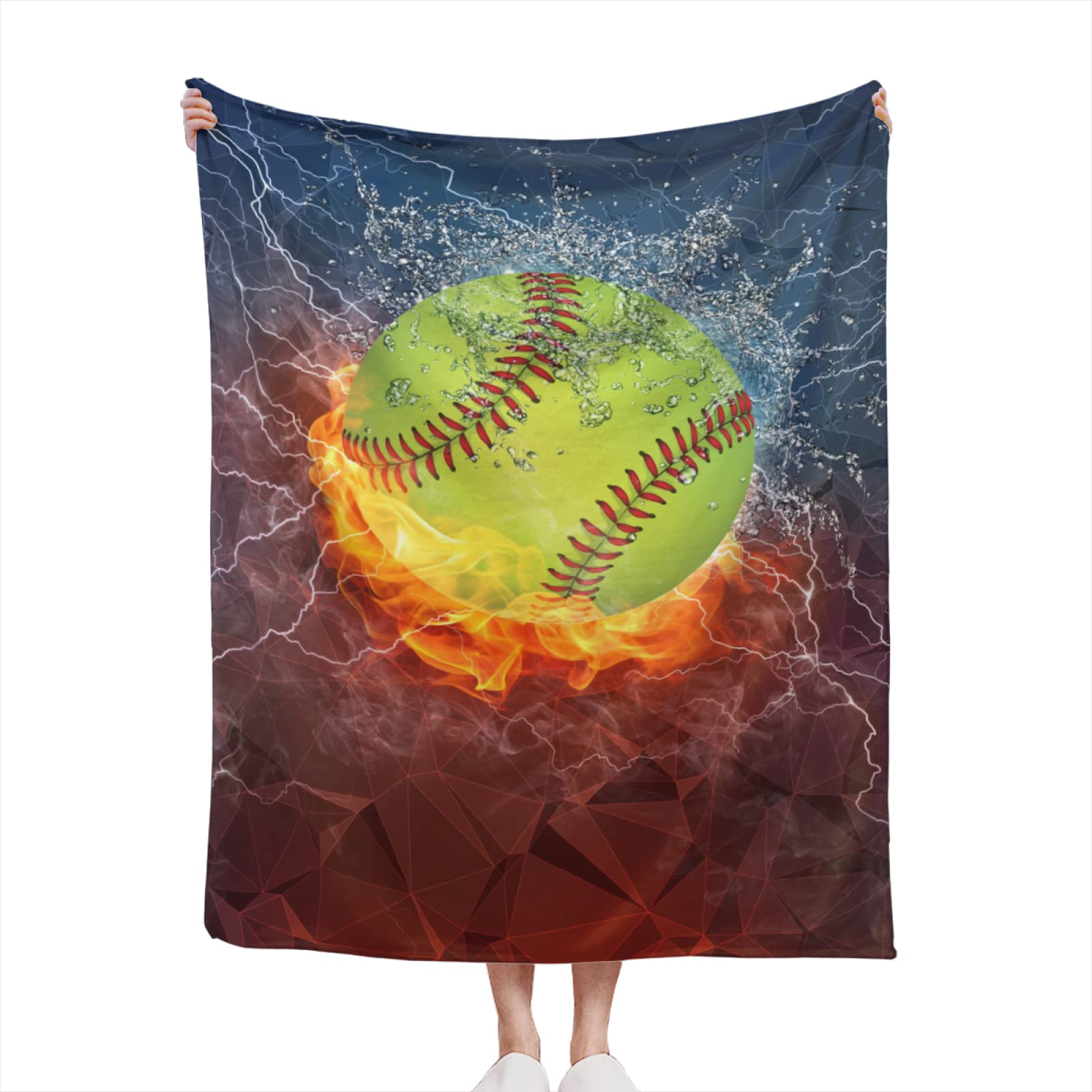 Sports Fan Softball Blanket - Plush Throw Super Soft Fuzzy Warm Blanket, Flannel Baseball Blankets for Sofa, Couch, Bed for All Season 40