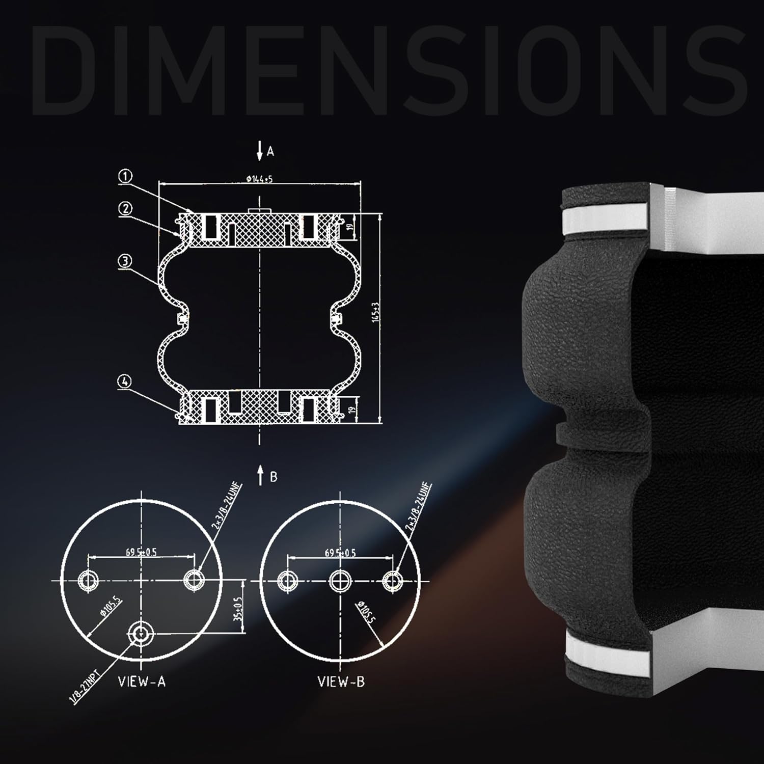 DEEAGLE 57386 Air Bags Suspension Kit for Toyota Tacoma 2024 2025 2026, 5000Lbs of Load Leveling Capacity, Rear Helper Airbags for Trucks (DESK57386)