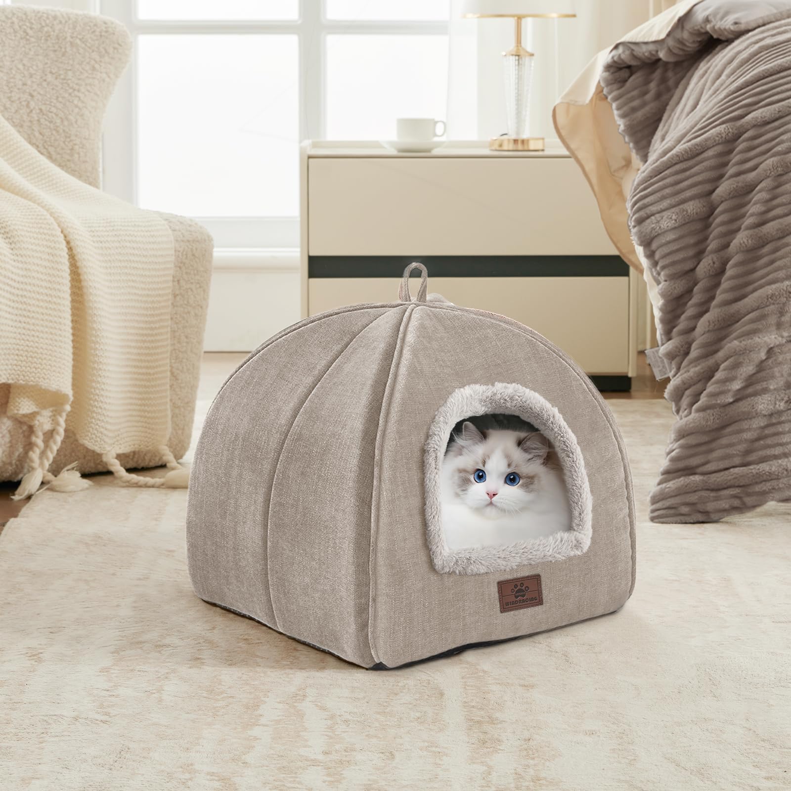 Katzenbett für Indoor-Katzen - Katzenhöhlenbetten Katzenhaus Katzenzelt mit abnehmbarem waschbarem Polsterkissen, weichen Kätzchenbetten, Katzenbetten & Möbel, für kleine und mittlere Haustierbetten