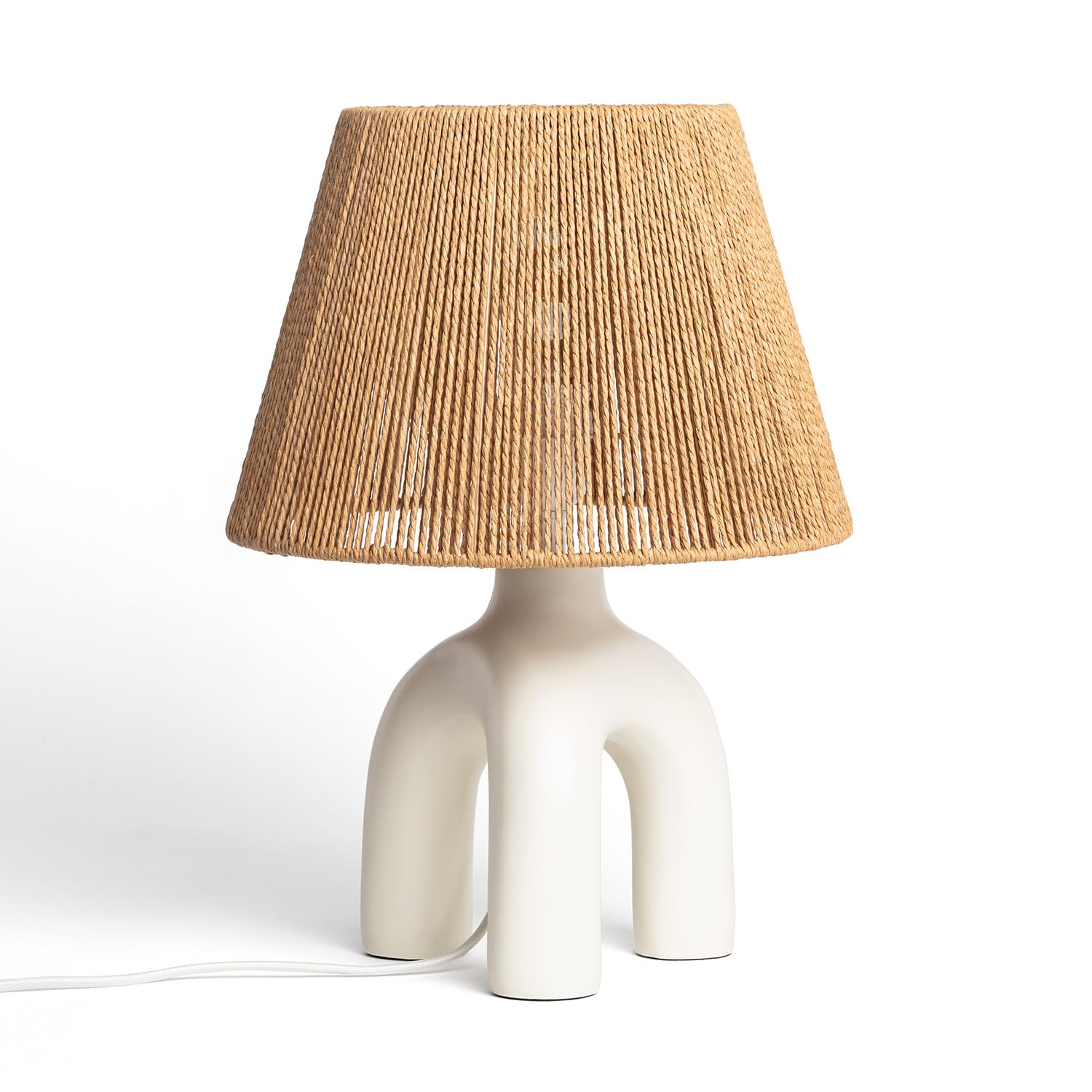 LEDKIA LIGHTING Lampe à Poser Papier Tressé et Résine Otilia Blanc