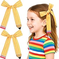 Vista 8 de 2 piezas de lazos largos de cinta para el pelo con clip para niñas, lazos de seda con cinta para el pelo, accesorios para el cabello para bebés