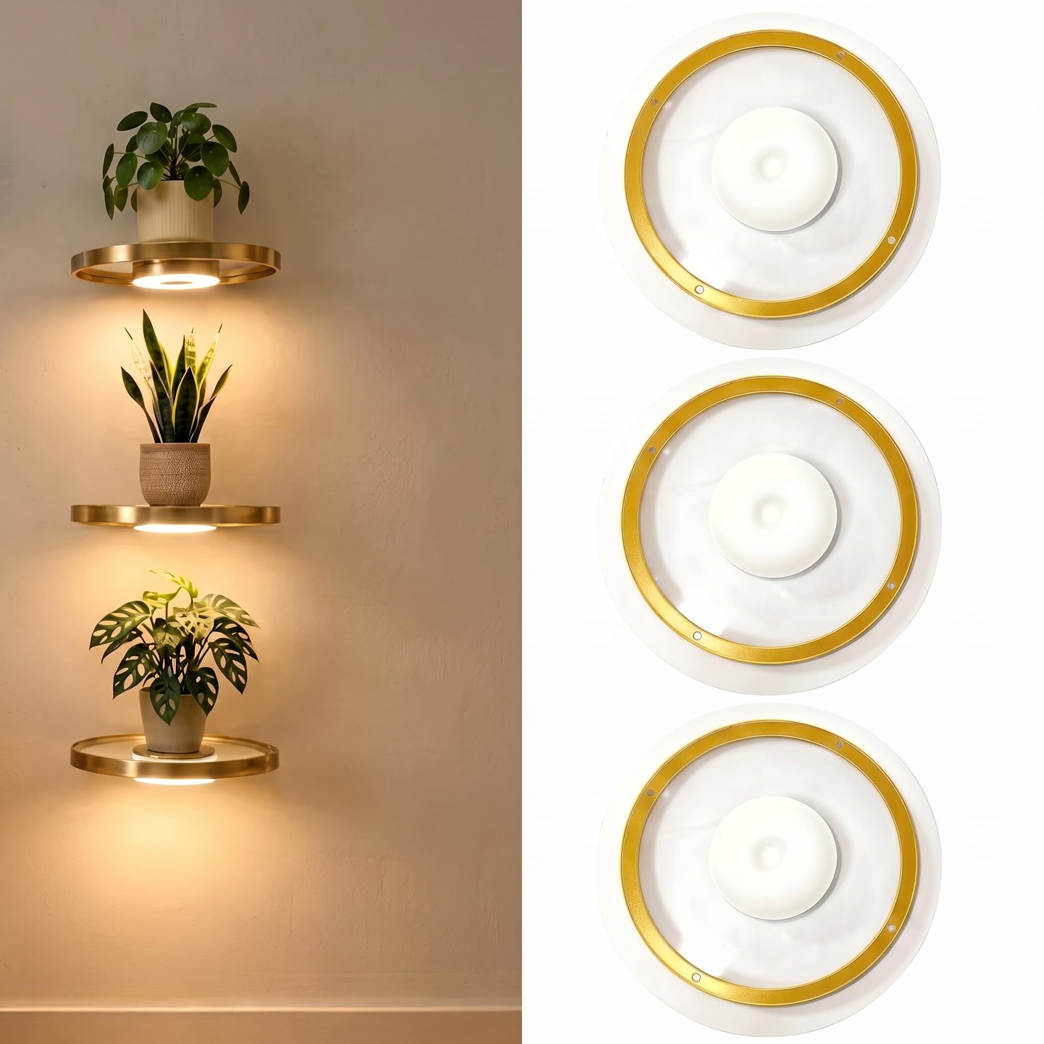 3 Floating Shelve with Led Light Built In Wall Mounted Hanging Display Rack