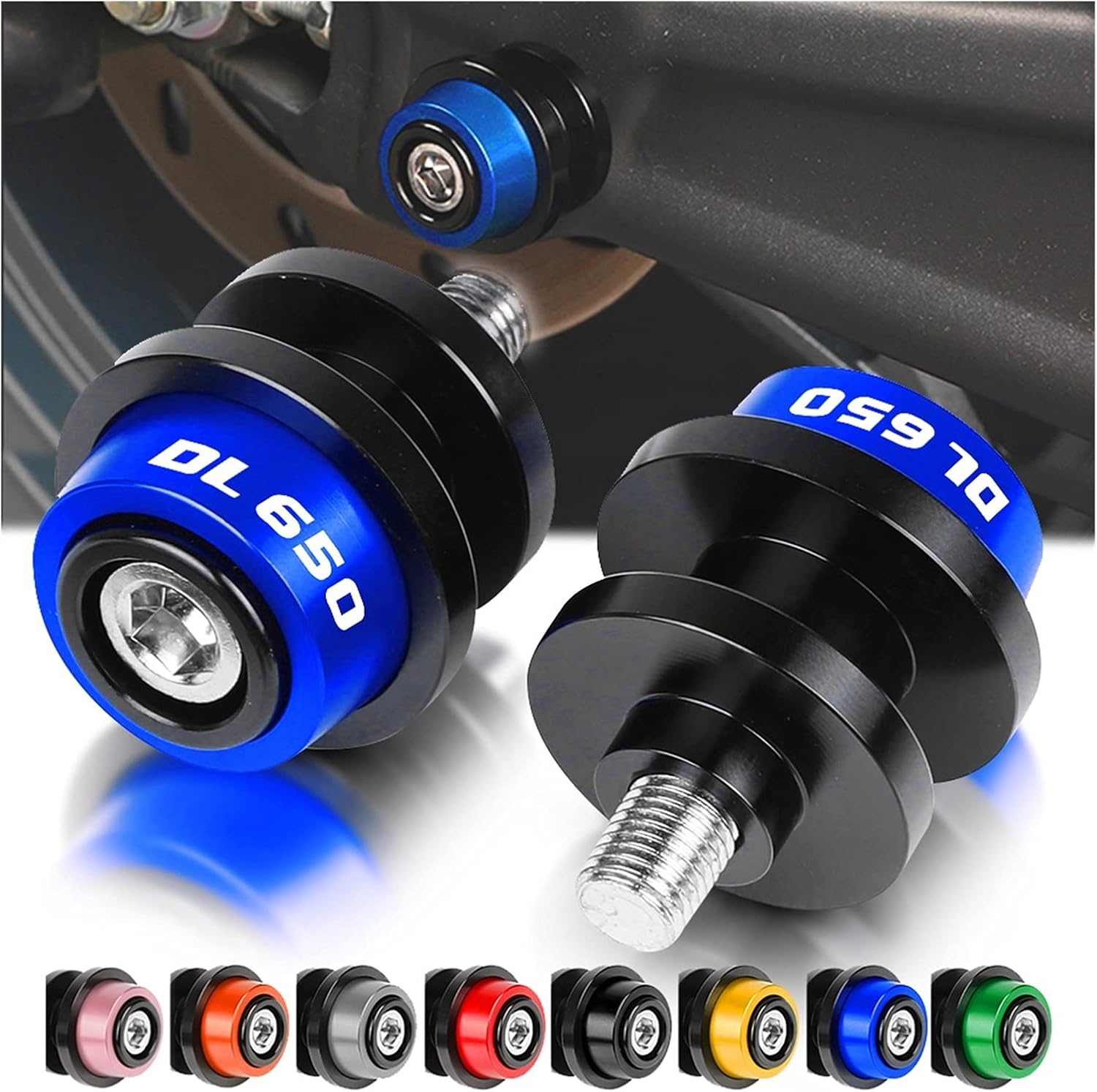 Motorcycle 8MM Stand Screws CNC Aluminum Swingarm Slider Spools for Suzuki DL650 V-Strom V-Strom 2004-2018 2017 2016 2015 Swing Arm Bracket Screw (Color : Green)