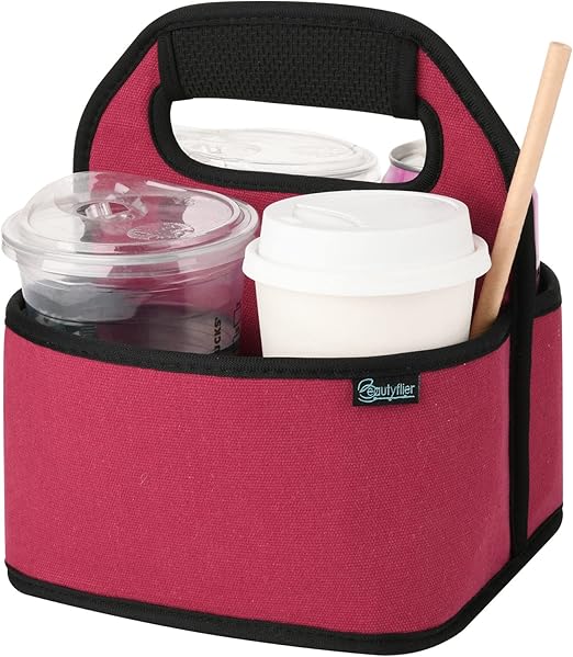 Beautyflier Drink Carrier With Handle For Delivery Reusable Insulated Coffee Cup Carrier Portable Cup Holder With Handle Organizer Tote Bag For Hot & Cold Drinks (2 Cup, Blue