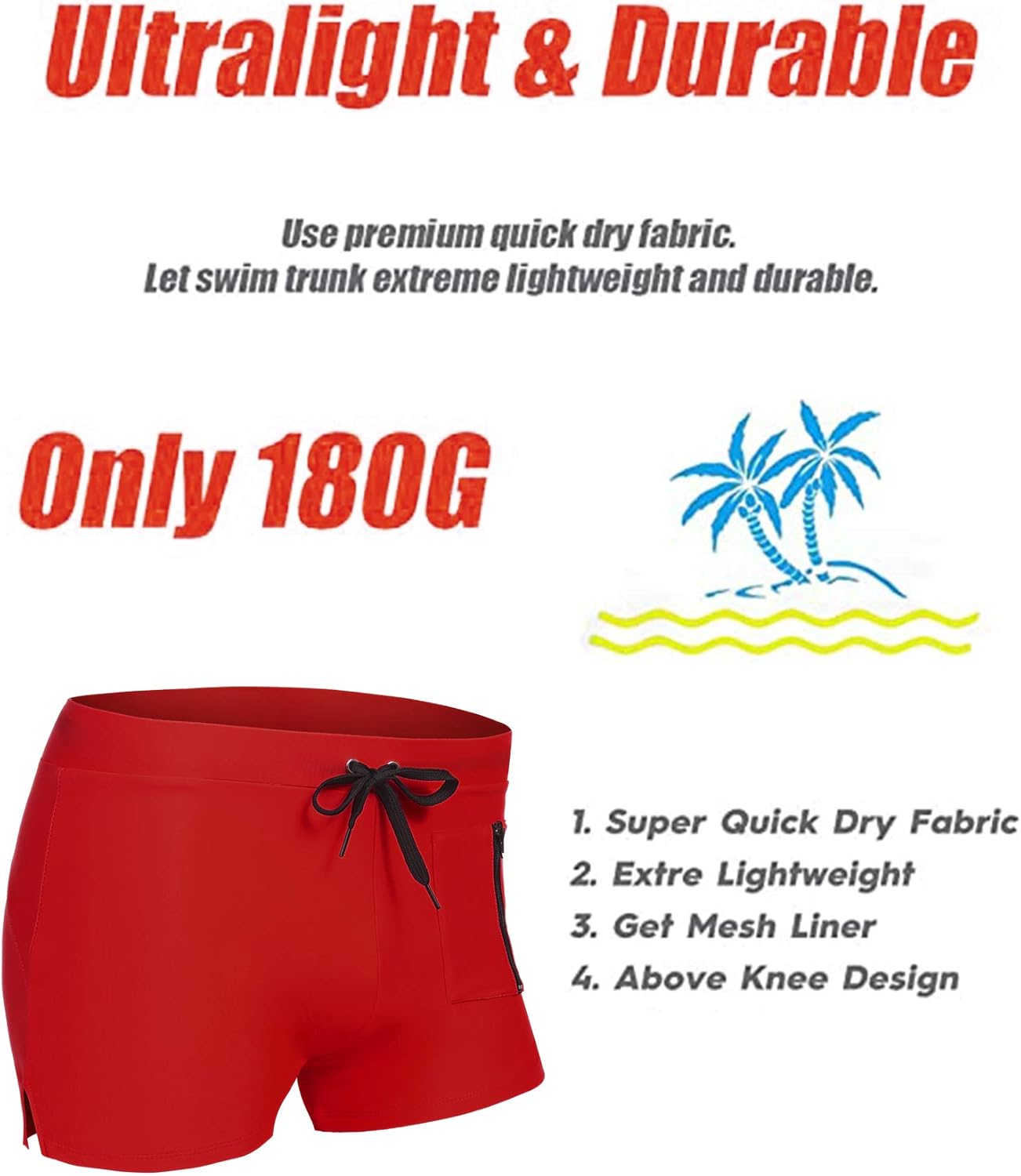 COOFANDY Mens Swim Trunks Swimwear Bathing Suit Swim Brief Square Leg Board Short S-3XL - Image 5