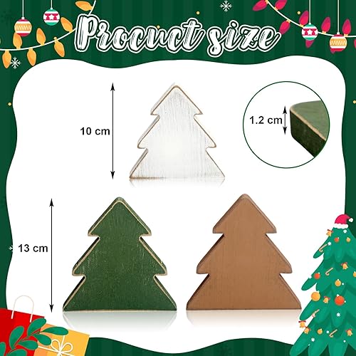 Miniatura 2 de 5 piezas de decoración de mesa de Navidad, árbol de Navidad, centro de mesa rústico de madera, árbol de Navidad independiente, decoración de mesa de