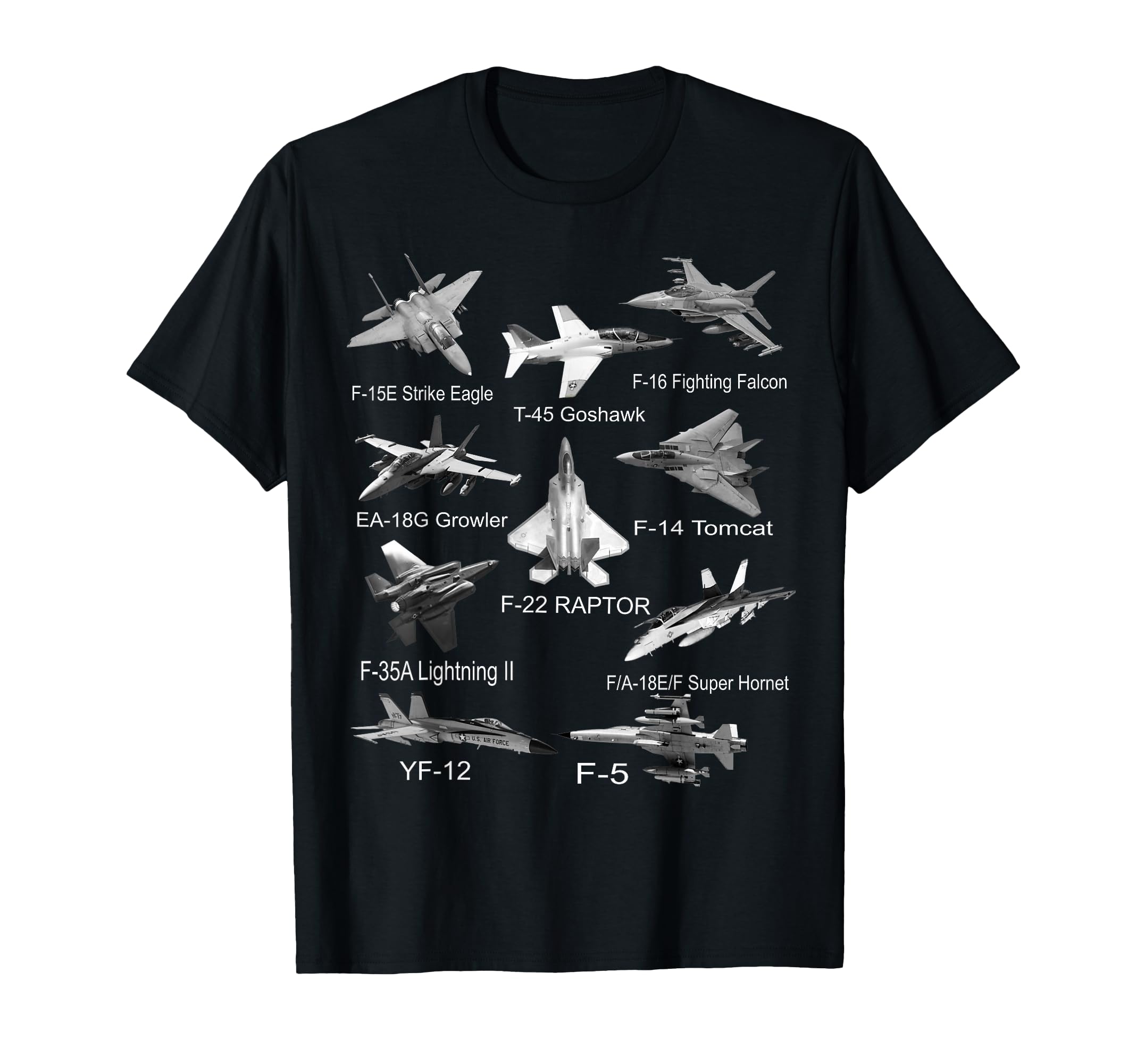 American Fighters Jets F22 Raptor F14 Tomcat Plane Spotting T-Shirt Small