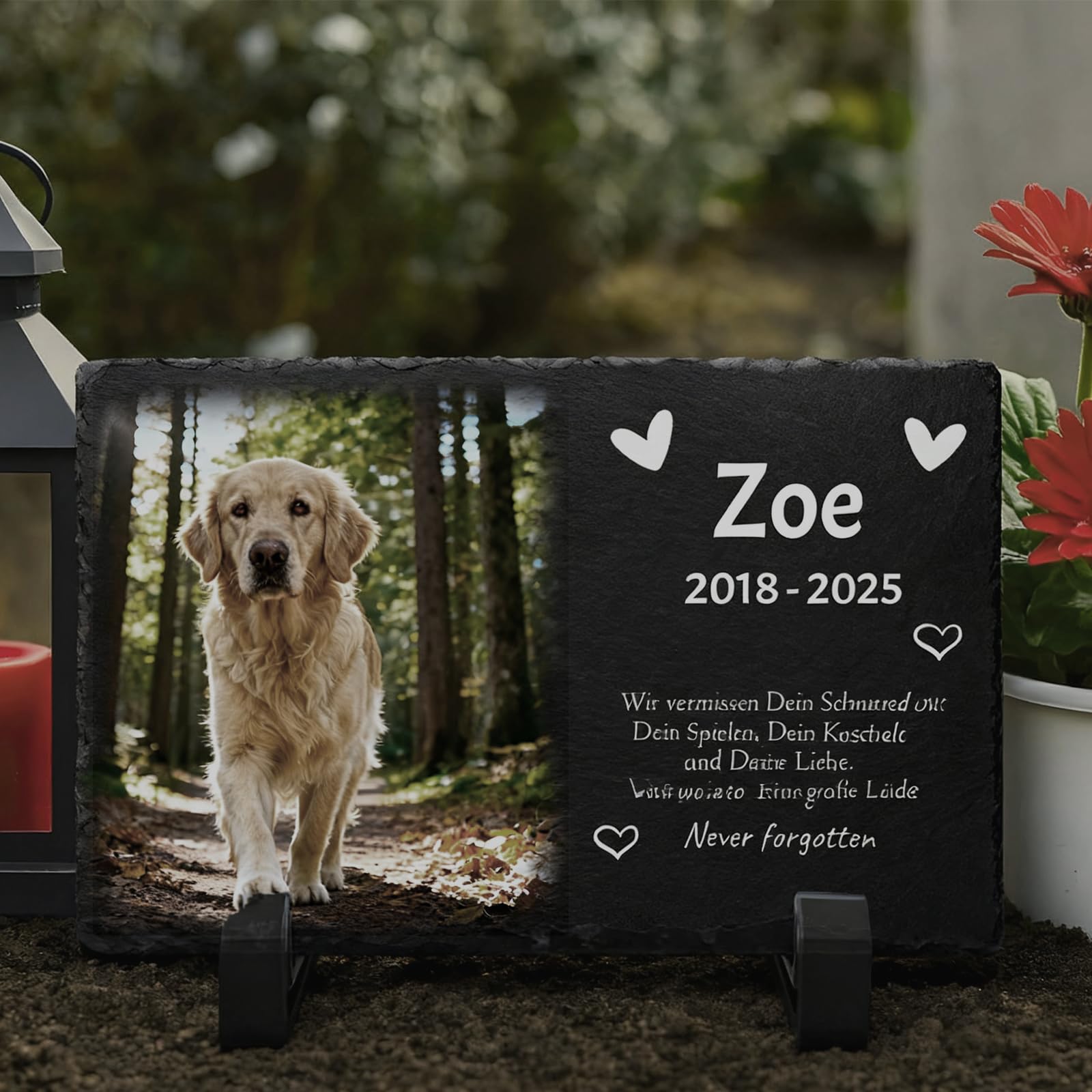 Targa Commemorativa in Ardesia per Cani, Cornice Fotografica Personalizzata, Regalo di Condoglianze per la Perdita di Animali