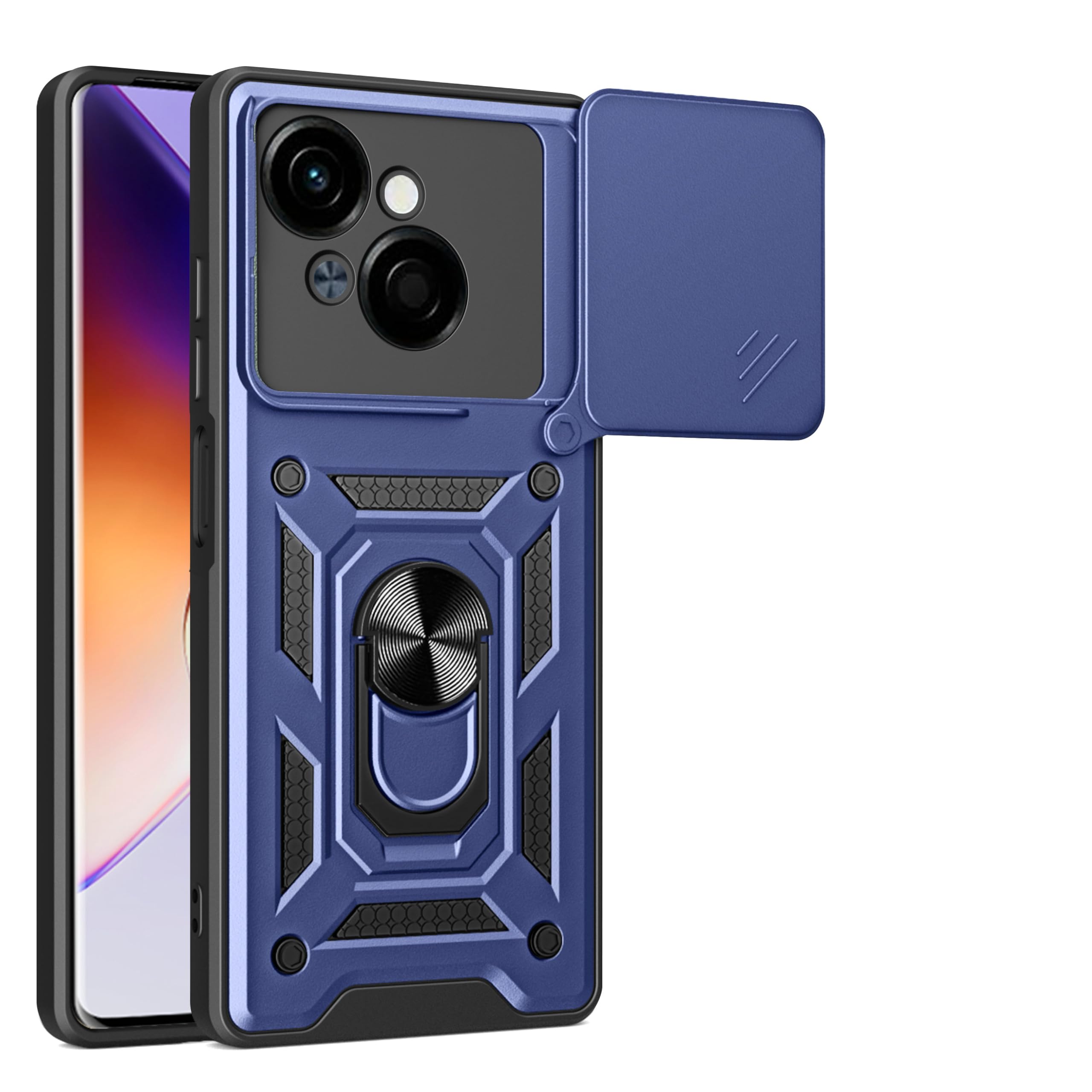 Coque Tecno Spark Go 1 et Pop 9 bleue avec protège-objectif - 7