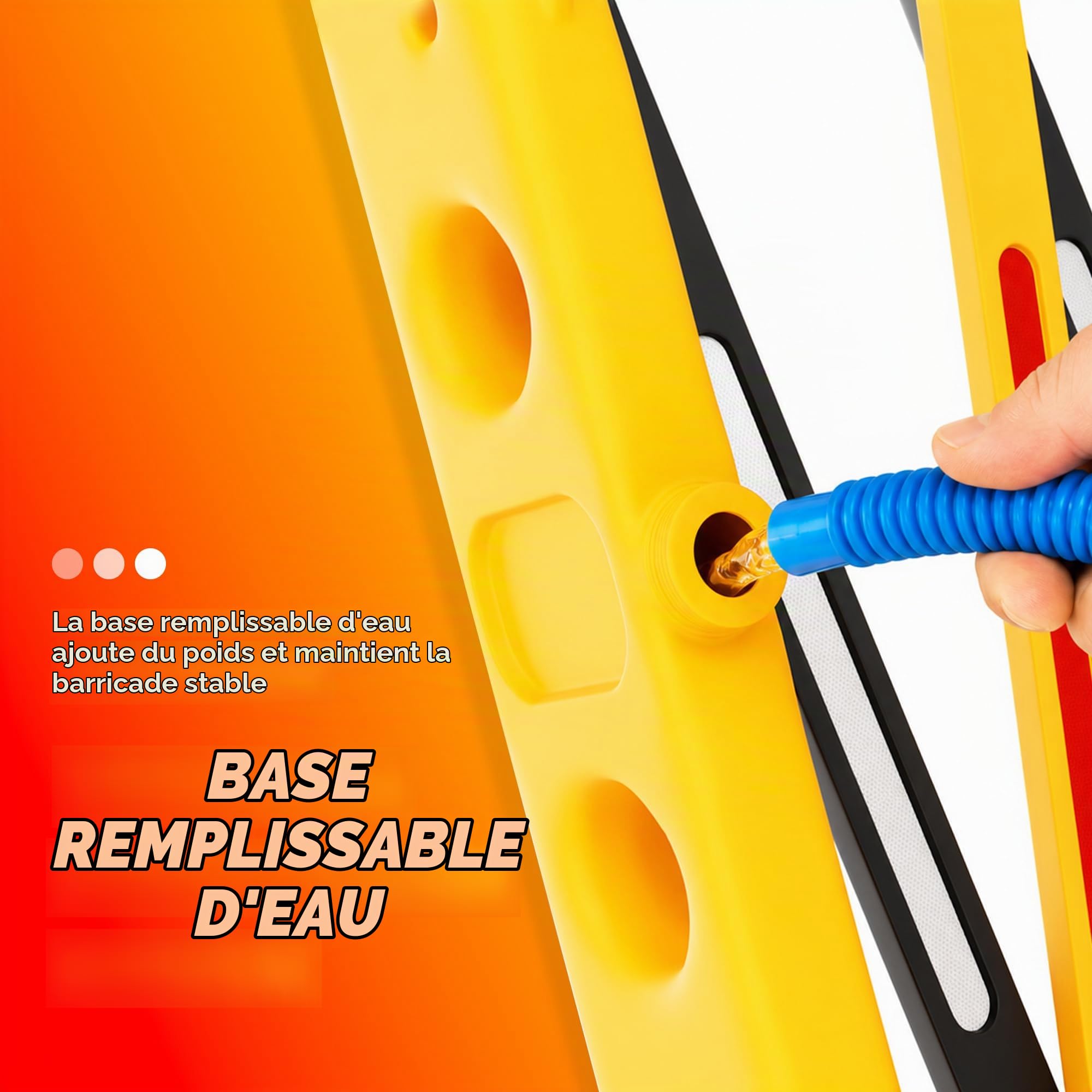 Berry Barrière mobile extensible – Jaune et noir – Barrière pliable en plastique de 2,5 m, barrière portable réfléchissante, barrière temporaire pour la sécurité des piétons, événements, écoles