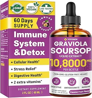Graviola Soursop Leaf Extract Liquid - Soursop Bitters Liquid, Support Immune, Relax, Liver and Sleep, Sugar & Alcohol-Free, Highly Absorbable Formula, Passion Fruit Flavor, 2 Fl Oz
