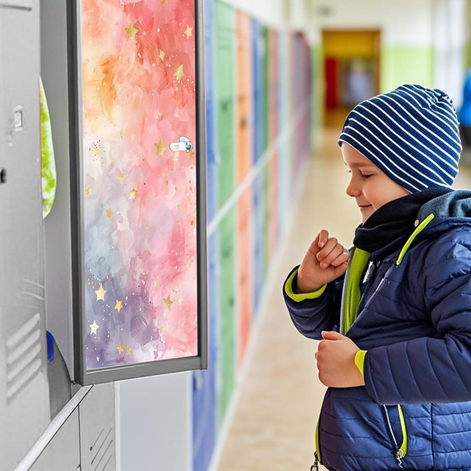 6Pcs School Locker Magnetic Wallpaper Removable Locker Wallpaper Magnetic 12" x 12" Reusable & Waterproof Sheet Trimmable Locker Accessories for School Youth Teens Christmas. (Colorful)