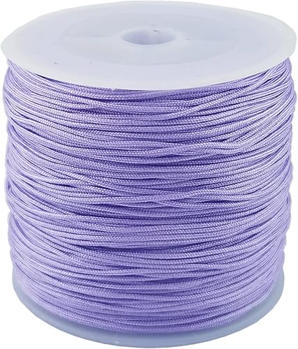 Cuerda decorativa de nailon de 109 yardas con cuentas Kumihimo, cuentas, borla, fabricación de joyas con nudo chino (0.031 in, color mezclado)