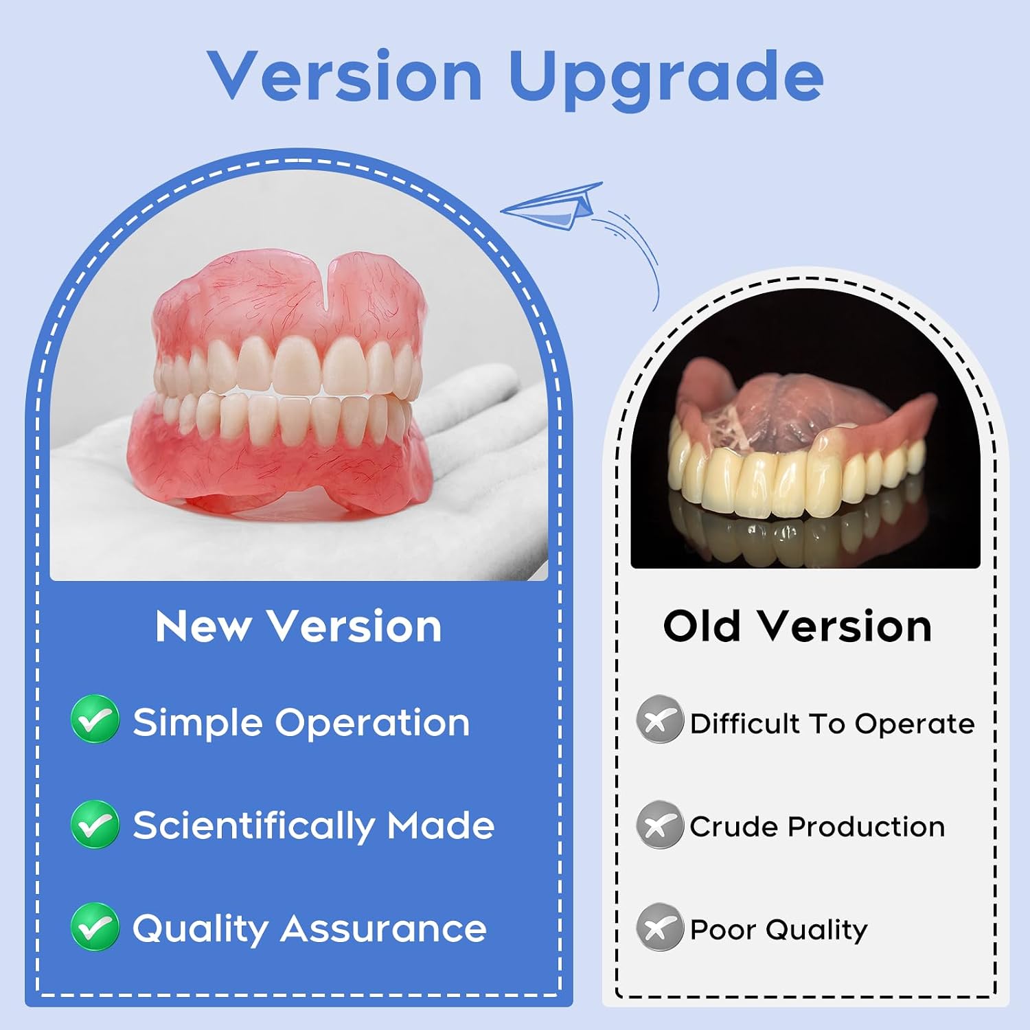Denture Do it Yourself Full Set of Top and Bottom Fake Teeth, for Improve Smile，DIY Denture Kit- Natural Looking Emergency Replacement Solution, Customized Dentures(Universal Size)-250604-2