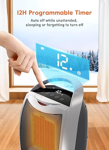 Miniatura 4 de GiveBest Calentador de espacio digital calentador de cerámica eléctrico de calentamiento rápido mejorado de 1500 W con 4 modos temporizador