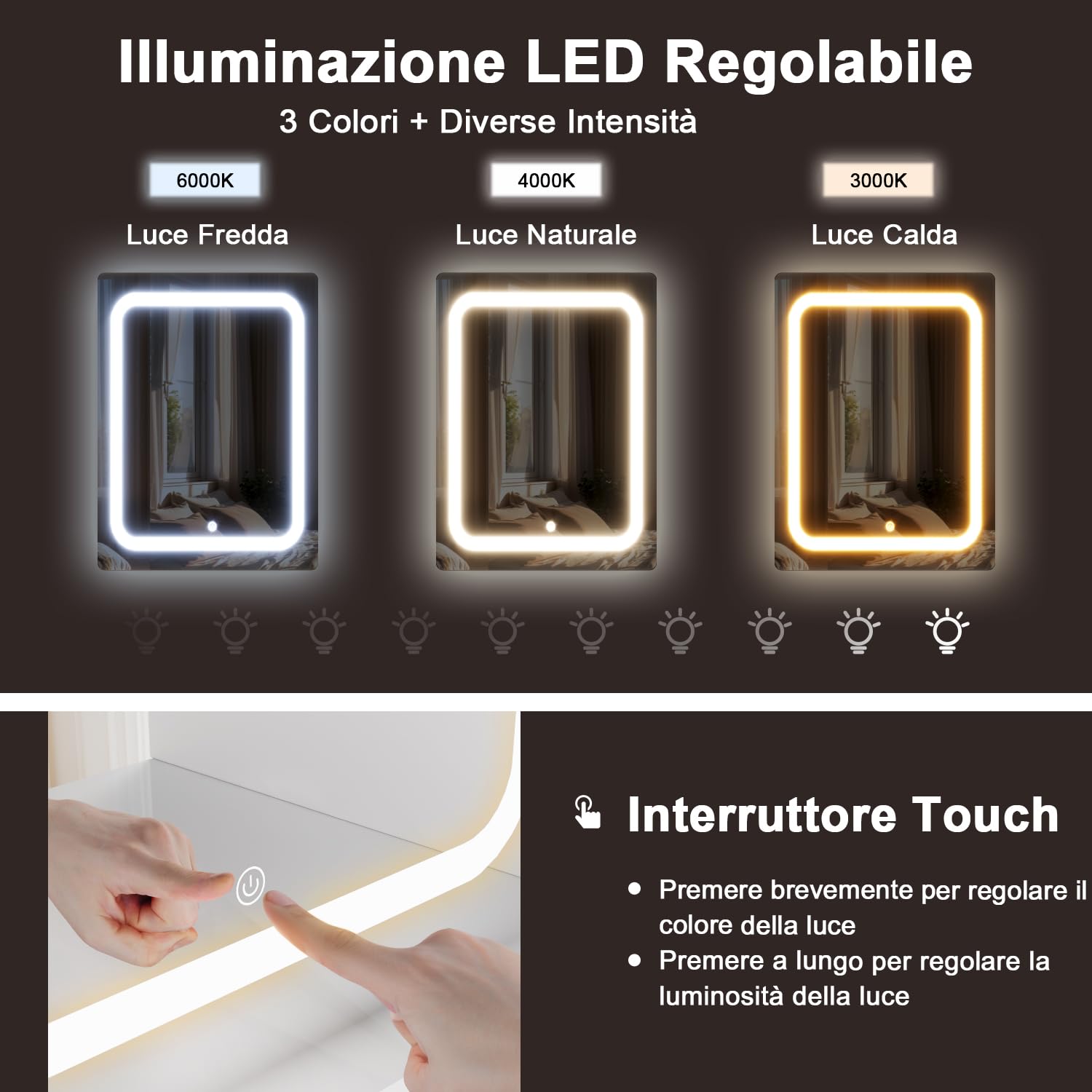 Devoko Toeletta da Trucco con 7 Cassetti, Postazione Trucco con Specchio a LED, Luminosità Regolabile,Tavolo da Toeletta con 4 Ripiani Aperti,per la Camera da Letto, Bianco