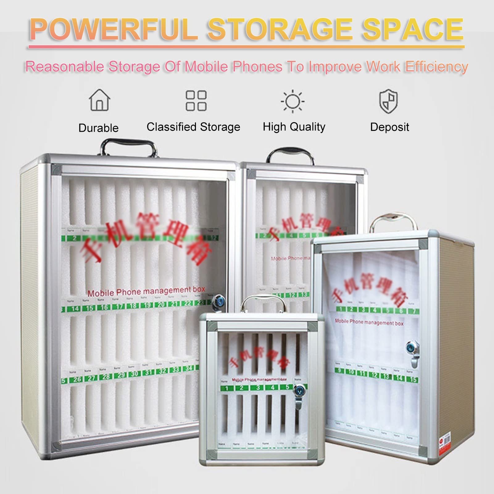 ExpressLeopard 12/24/36/48/60 Slots - Cell Phones Storage Cabinet, for School, Office - Durable and Stylish, Aluminum Alloy Cell Phones Holder Storage Box (Size : 48)