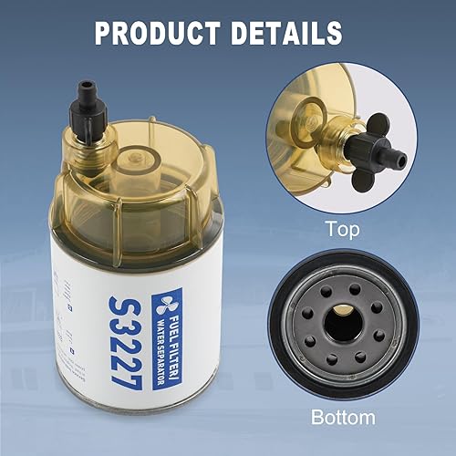 Vista 29 de CARMOCAR Conjunto de filtro de separador de agua de combustible marino S3213 Elemento de filtro con cuenco de recolección de repuesto para motor