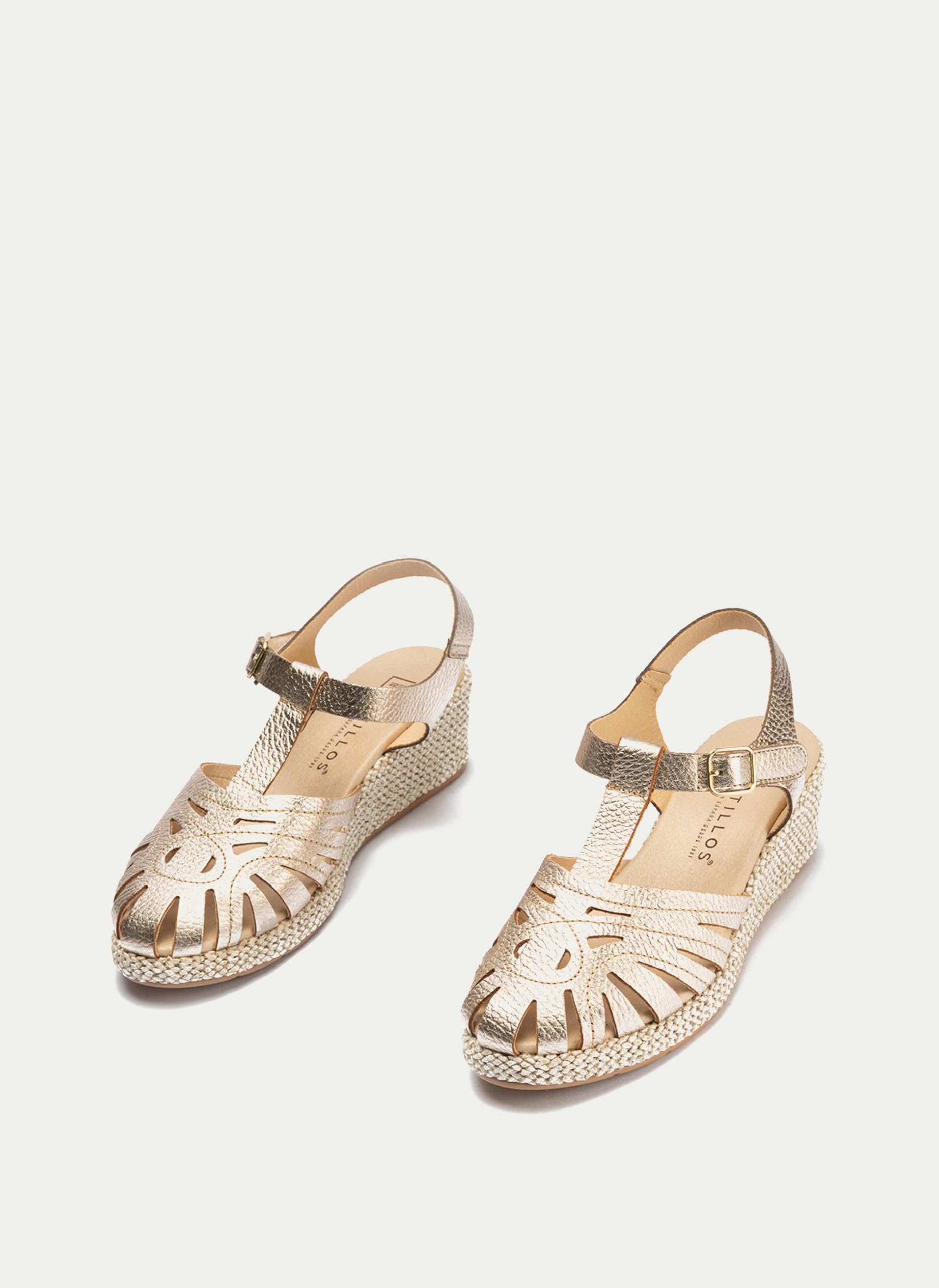 PITILLOS - Sandalias de pala,piel,cuña,plataforma imitación a esparto,alpargata,suela de goma,romana para: Mujer