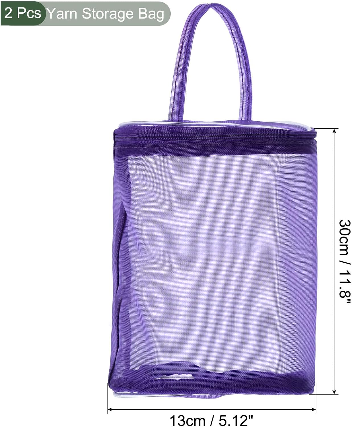 YOKIVE 2 Pcs Yarn Storage Bag, Crochet Bag Portable Knitting Bag Organizer with Port and Handle Strap, Great for Crocheting (13cm x 30cm, Purple)