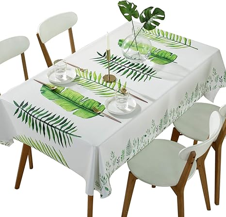 Amazon Qualsen テーブルクロス長方形 北欧 テーブルカバー 撥水 防水 防油 Pvc製 おしゃれ 137 180cm モダンリーフ柄 テーブルクロス オンライン通販