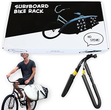 Ho Stevie! Surfboard Bike Rack - Fits Most Bikes, Easy Install, for Surf Boards 8 Feet Or Shorter - Cruise to Your Surf Spot