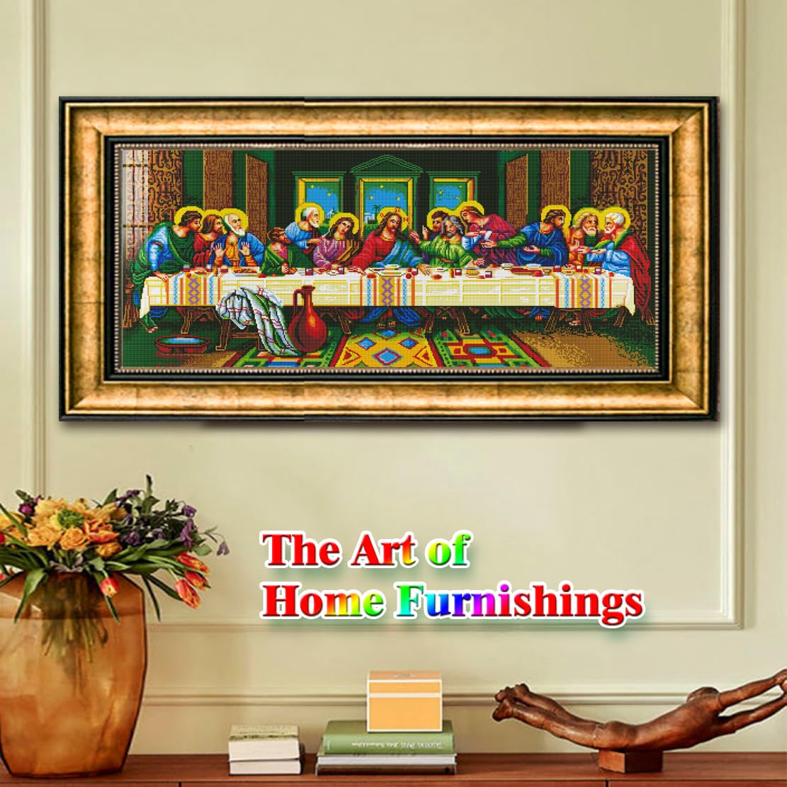 ROSTITCH Kreuzstich-Set „Das Letzte Abendmahl“ – 119x56 Cm, Mit Aida-Tuch & DMC-Garn