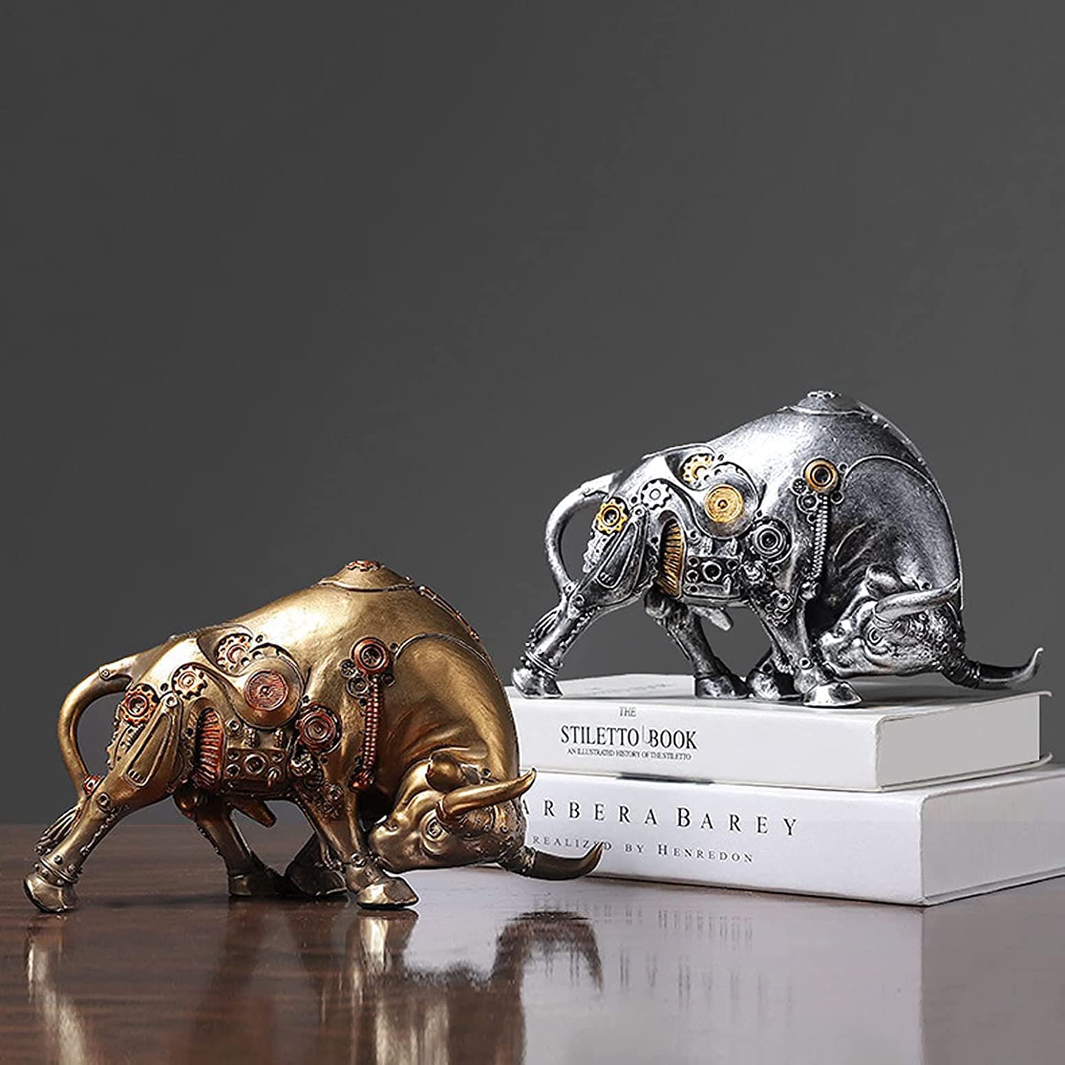 LGYKUMEG Stier Statue deko Figuren, Bulle und bär Figuren deko,Abstrakte Tier Skulptur, repräsentiert viel Glück der Karriere und Reichtum,für Home Office Schreibtisch Geschenk Dekor (22 * 10 * 23cm)