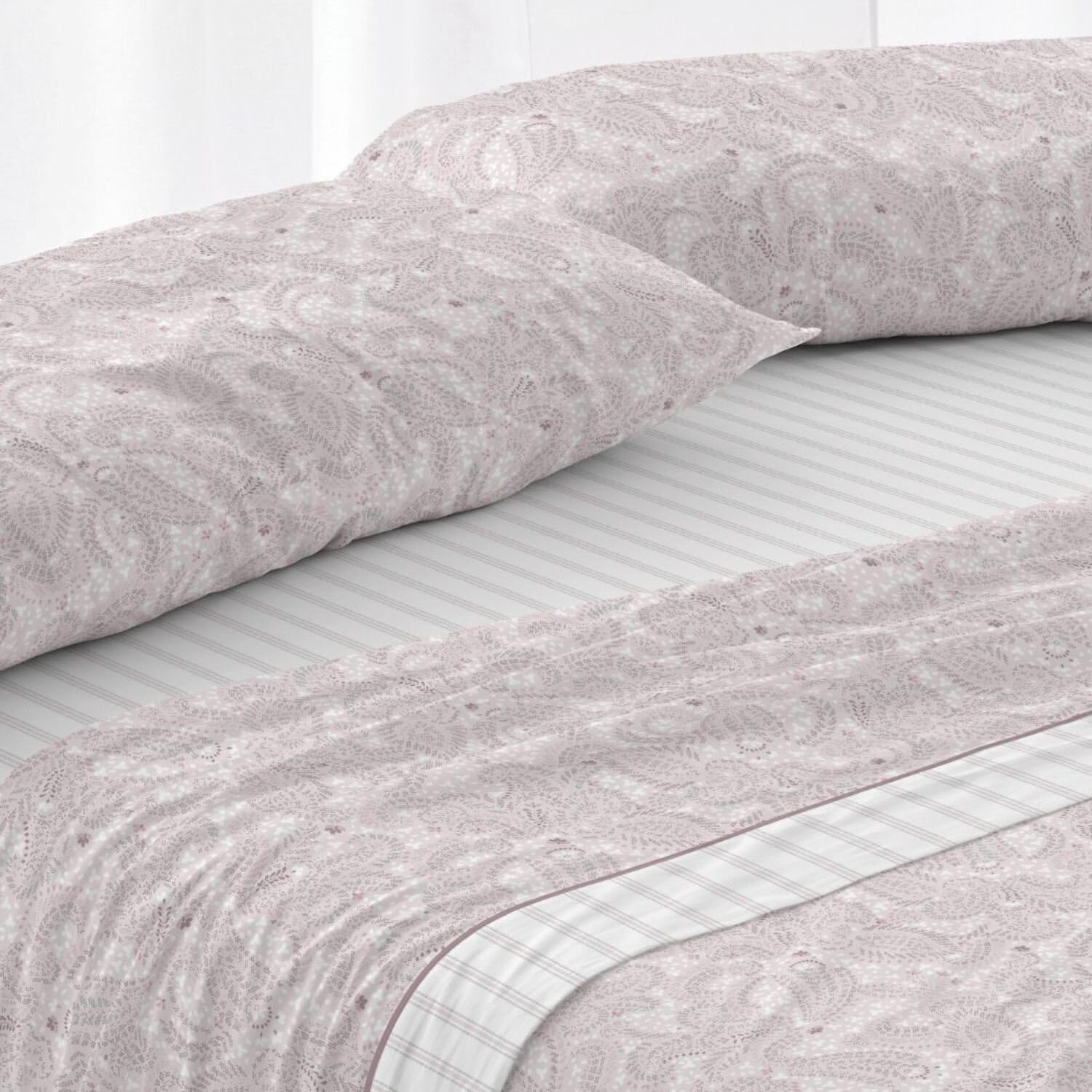 Burrito Blanco | Juego de Sábanas 100% Algodón Cama 150 Nude | 3 Piezas: Bajera, Encimera y Funda Almohada | 144 Hilos | Tacto Suave | Larga Duración