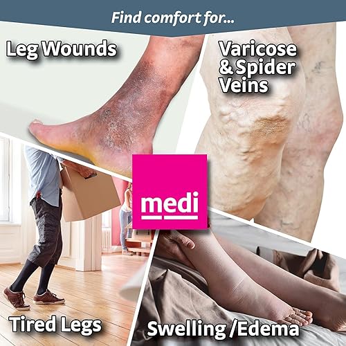Miniatura 5 de mediven Plus para hombres y mujeres, 20-30 mmHg, pantorrilla alta con banda superior de silicona, punta abierta