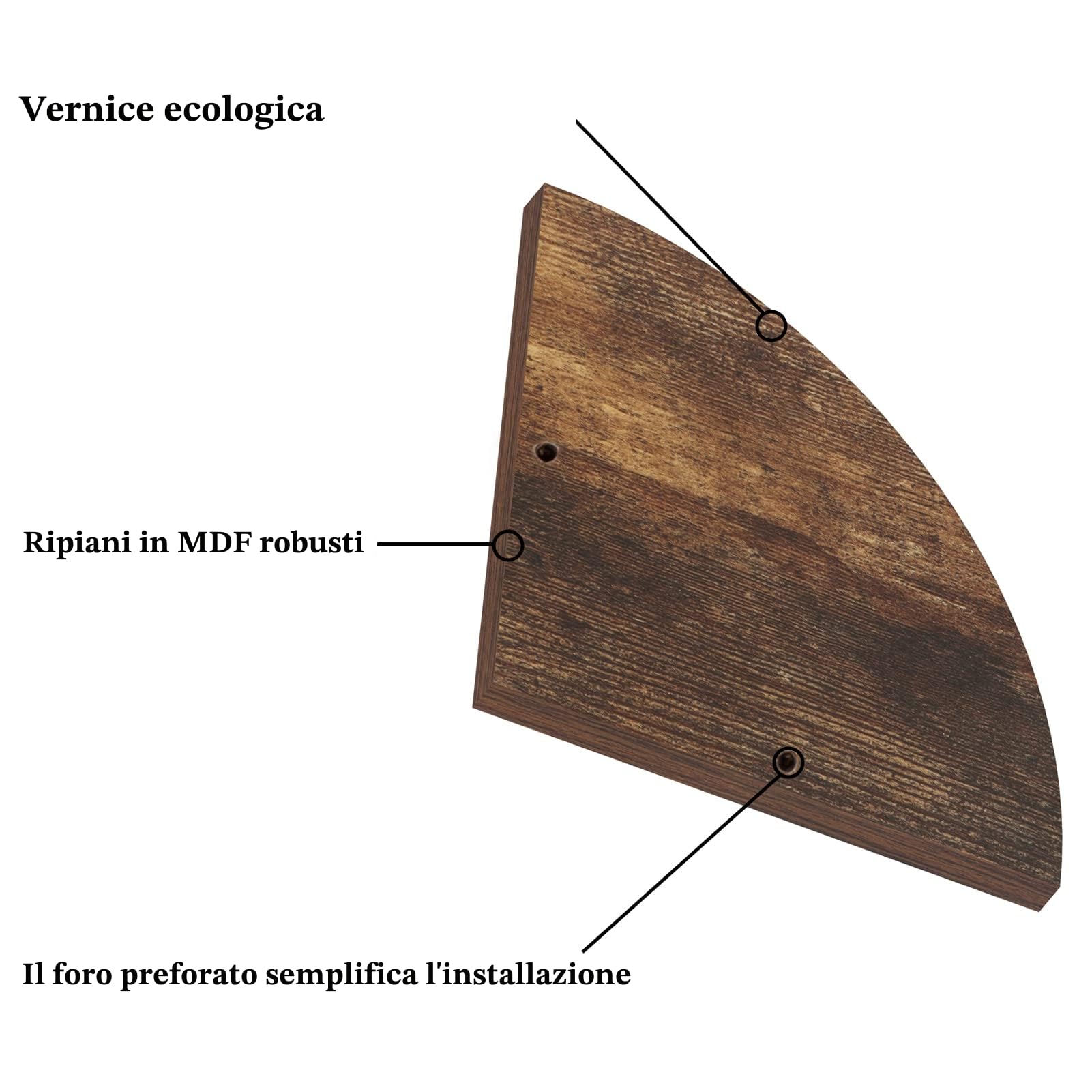 Mensola Angolare in Legno con Disegno Geometrico, 5 Pezzi