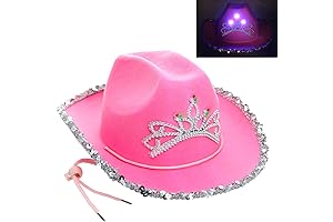 CHILD LED Blinking Pink Tiara Cowgirl Hat: Light Up Cowboy Hat for Shining Cowgirls
