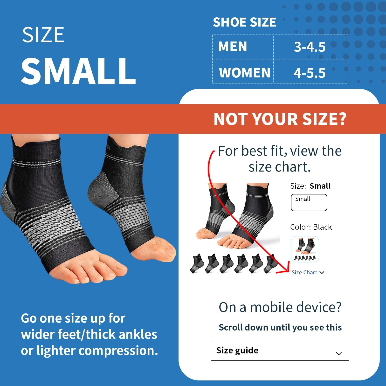 Calcetines de compresión para fascitis plantar (6 pares) para hombre y mujer, calcetines de compresión con arco y soporte de tobillo (negro, pequeño)
