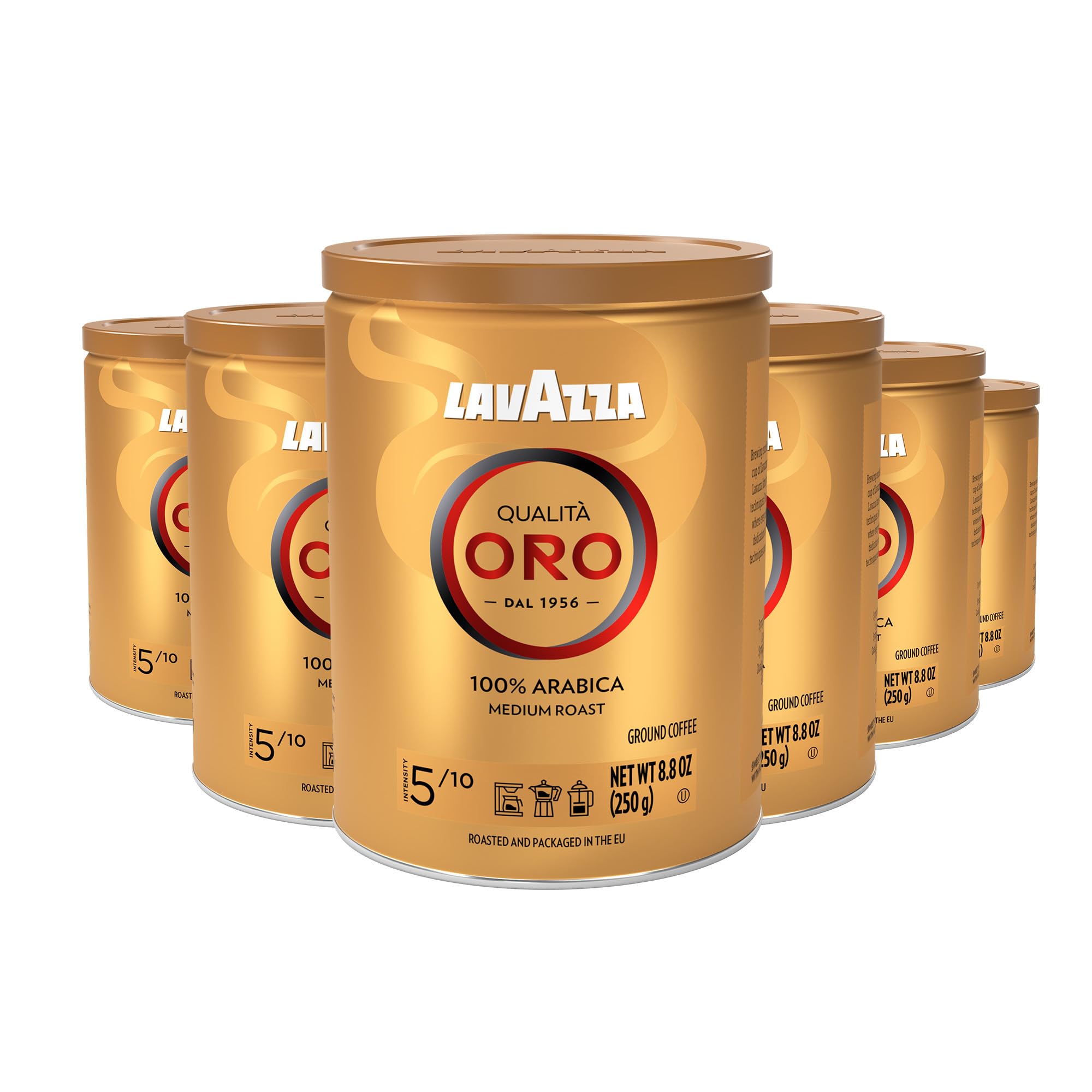 Lavazza Qualit Oro Ground Coffee Medium Roast 100 Arabica 8 8 oz Tin Pack of 6