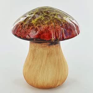 Prezents.com Rounded Red & Green Ceramic Garden Mushroom Outdoor Decor ...