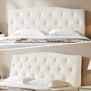 Vamcheer Queen Upholstered Headboard Cream, No Assembly