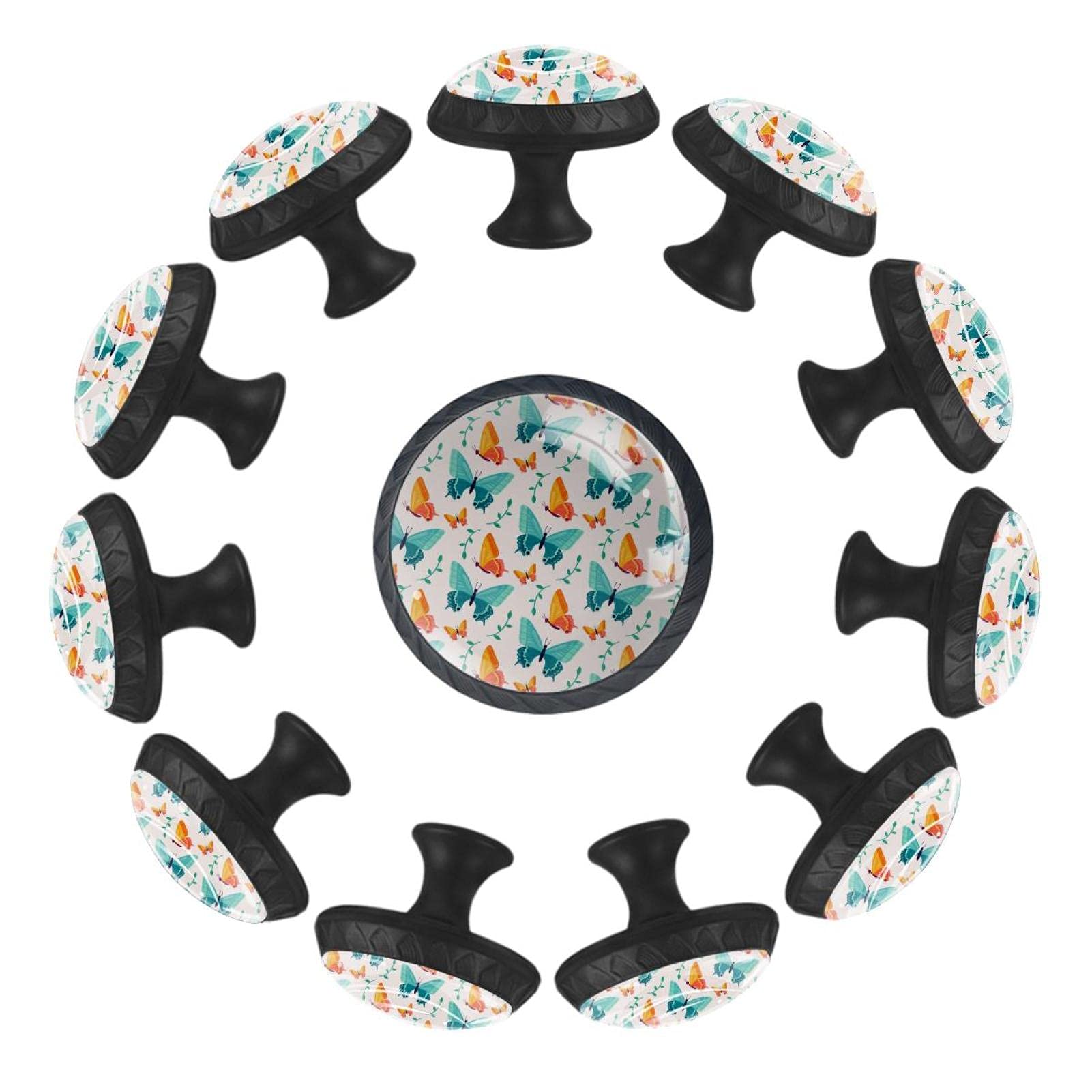 Boutons de tiroir pour crèche et chambre d'enfant style rétro chic avec motif papillon 35mm